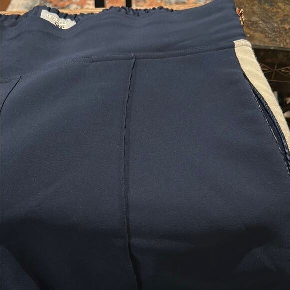 See Rose Go Navy Track Pants Size 16 Zip Pockets Rose Gold Quiet Luxury - Picture 2 of 8